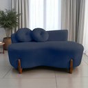 Ver imagem 1 de Namoradeira Sofá Feijão Lounge Orgânica Veludo Azul Marinho