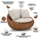 Ver imagem 4 de Poltrona Giratória para Sala de Estar Decorativa Kira M03 Couríssimo Whisky Linho Cru - Lyam Decor