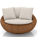 Ver imagem 3 de Poltrona Giratória para Sala de Estar Decorativa Kira M03 Couríssimo Whisky Linho Cru - Lyam Decor