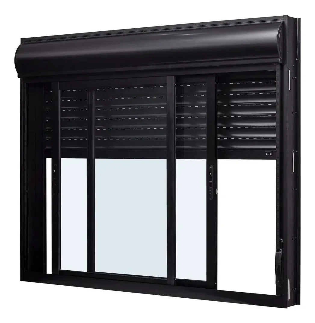 Janela de Aluminio Veneziana com Persiana Integrada Preto 150x120
