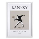 Ver imagem 1 de Quadro Banksy Love Is In The Air 24x18cm:moldura Branca