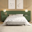 Ver imagem 1 de Conjunto Cabeceira Queen com 2 Mesas de Cabeceira 320cm Cor:musgo com Dourado