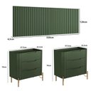 Ver imagem 4 de Conjunto Cabeceira Queen com 2 Mesas de Cabeceira 320cm Cor:musgo com Dourado