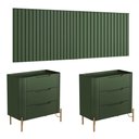 Ver imagem 3 de Conjunto Cabeceira Queen com 2 Mesas de Cabeceira 320cm Cor:musgo com Dourado
