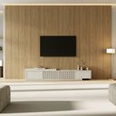 Ver imagem 2 de Rack Extensível Ripado com Painel TV 86 Polegadas Planejado 360x250cm Aruá CabeCasa MadeiraOriginals Marrom/Offwhite