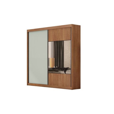 Guarda Roupa Versatto 2 Portas 8 Gavetas com Espelho Novo Horizonte Cumaru/Fendi