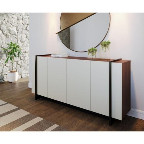 Aparador Buffet Moderno 4 Portas MDP 160cm Off White Multimóveis