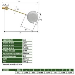 Torneira Boia Mecânica 2 Vazao Total Balao Plastico 11365Pg - 2