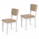 Ver imagem 1 de Kit 2 Cadeiras de Jantar Madeira Maciça Estofadas Ella Branco e Bege - Straub Web