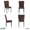 Ver imagem 1 de Kit 4 Cadeiras V1005 Estofada em Tecido Marrom com Costura Base em Aço - Rivatti