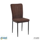 Ver imagem 2 de Kit 4 Cadeiras V1005 Estofada em Tecido Marrom com Costura Base em Aço - Rivatti