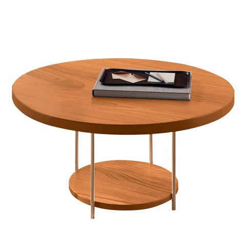 Mesa de Centro Redonda Mdf Pés Metálicos Sky Cinamomo - Hb Móveis