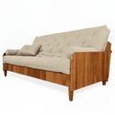 Ver imagem 1 de Sofá Cama Paris Ii Ripado Sarja em Madeira Maciça Natural - Bege Claro