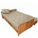 Ver imagem 2 de Sofá Cama Paris Ii Ripado Sarja em Madeira Maciça Natural - Bege Claro