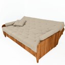 Ver imagem 3 de Sofá Cama Paris Ii Ripado Sarja em Madeira Maciça Natural - Bege Claro