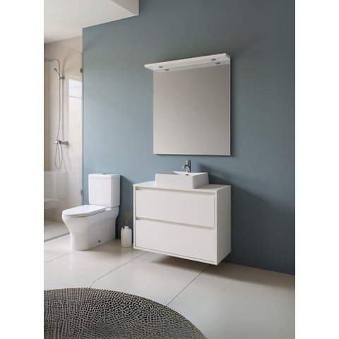 Gabinete para Banheiro com Cuba e Espelheira com Led 80cm Mdf Branco Dubai - On Móveis