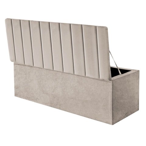 Calçadeira Baú Casal Carla140cm Suede Bege