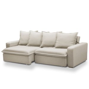 Sofá 3 Lugares Retrátil e Reclinável 235cm com Molas Ensacadas Erick - Veludo Bege