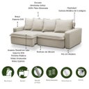 Ver imagem 5 de Sofá 3 Lugares Retrátil e Reclinável 235cm com Molas Ensacadas Erick - Veludo Bege