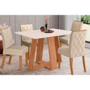 Ver imagem 1 de Conjunto: Mesa Sala Jantar Lins C/ Tampo Madeirado 120x80cm e 4 Cadeiras Vita Nature/off White -