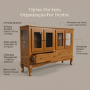 Ver imagem 4 de Balcão Buffet Aparador 4 Portas 2 Gavetas Prateleiras Vidro Clássico Ecomem Cor Imbuia