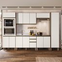 Ver imagem 1 de Cozinha Modulada 6 Peças 3 Gavetas Torre Quente 100% MDF Catarina Bege/Carvalho Nature/Off White Cetim