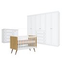 Ver imagem 1 de Quarto de Bebê Americano 6 Portas Com berço Americano Q Encanto 3820 Retrô Freijó Toq Branco Acetina