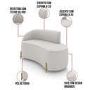 Ver imagem 3 de Sofá 2 Lugares Orgânico 140cm Pé Dourado Morgan Veludo D03 - D’Rossi