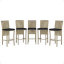 Ver imagem 1 de Kit 5 Banquetas Roma Alumínio Tecido com Encosto Fixo Fendi Trama Original