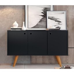 Aparador Buffet Retrô Pes Palito Preto P/ Sala Comercial - 2