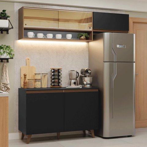 Armário de Cozinha Compacta 190cm Preto/rustic Reims Madesa 07