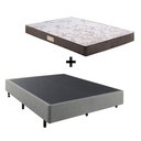Ver imagem 1 de Cama Box Casal Reforçada 138x188 + Colchão Ecoline Ecoflex Espuma D23 Courino Linho