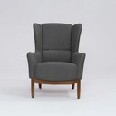 Ver imagem 2 de Poltrona Decorativa Realeza Base Madeira Linho Chumbo - Larbelle