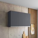 Ver imagem 1 de Armário Aéreo de Cozinha Suspenso 120cm 3 Portas Andréia MDP Preto Fosco Parede