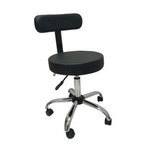 Cadeira Mocho com Encosto - Base Cromada:preto