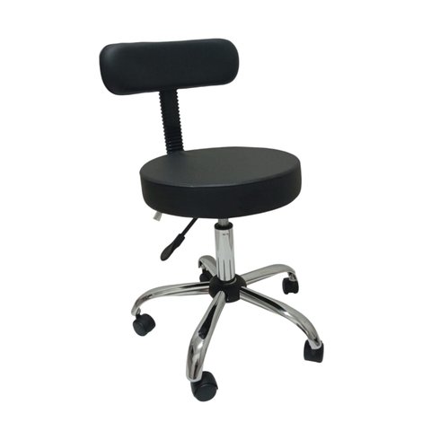 Cadeira Mocho com Encosto - Base Cromada:preto