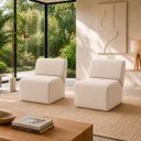 Ver imagem 1 de Kit 2 Poltronas Decorativas Zoe Orgânicas Modernas Sala Recepção Luxo Linho Premium Easy Clean Bege