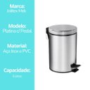 Ver imagem 4 de Lixeira Aço Inox Platina com Pedal e Cesto Interno 3 Litros - Mek
