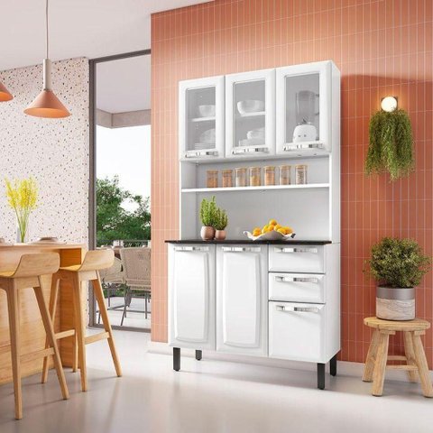 Kit Cozinha Compacta Pratika 105cm em Aço Itatiaia Branco