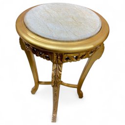 Mesa Auxiliar Dourado com Tampo em Mármore 74x40x40cm - 2