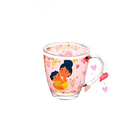 Caneca Vidro Estampa Dia Das Mães Presente 380ml Rosa