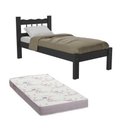 Ver imagem 1 de Cama Solteiro Madeira Maciça Com Colchão Madri Cr4161 Preta