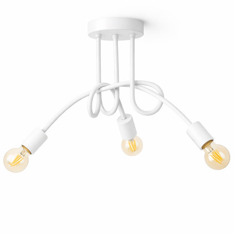 Plafon Laço Aluminio Teto e27 3 Luzes Lumini Lab - Branco Brilhante