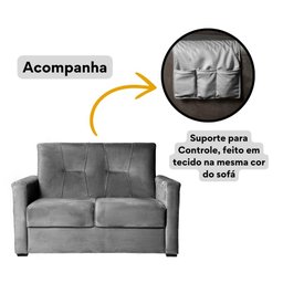 Sofá 2 Lugares Pequeno Alice e Porta Controle Herreiro Cores Cor:cinza - 3