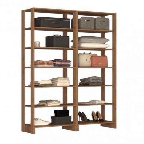 Closet Modulado 2 Peças 12 Prateleiras Yes Marrom/Branco