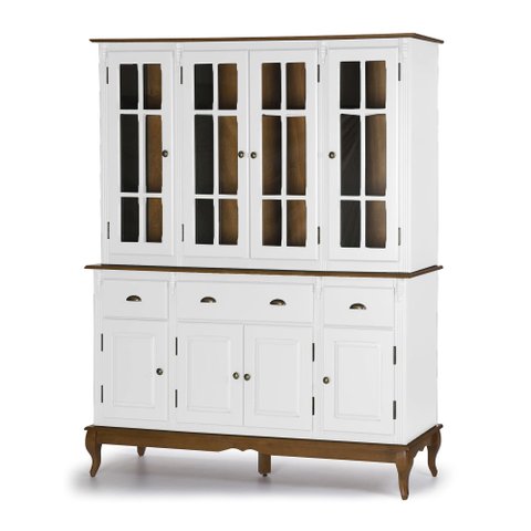 Cristaleira e Arca Oratória Hannover 8 Portas 3 Gavetas - 60806 Mmj-Lz Lz-Branco/Imbuia