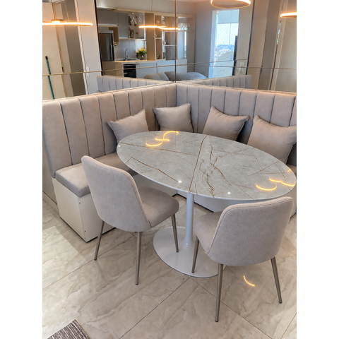 Mesa de Jantar Saarinen Oval 180x100cm em MDF Pietra Bronze