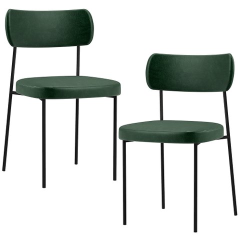 Kit 02 Cadeiras Decorativas Estofadas para Sala de Jantar Melina F01 Facto Verde Musgo - Lyam Decor