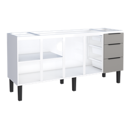 Gabinete Armário Cozinha Jupter Cozimax 1.80 Mt 100% Aço P/ Pia -Balção 180 cm -4 Portas- 3 Gavetas - 5