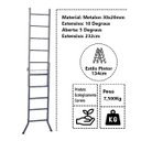 Ver imagem 4 de Escada Extensiva 3 em 1 Metalon 30x20mm 5 e 10 Degraus 134cm Brassol